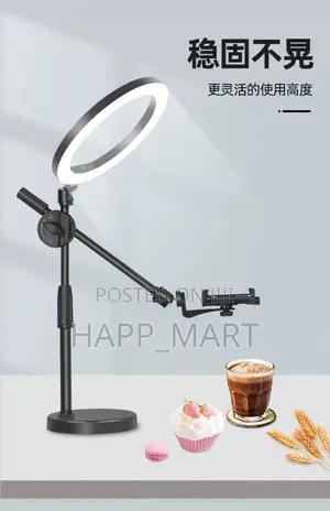 Phone Holder Ring Light With Retractable Stand
