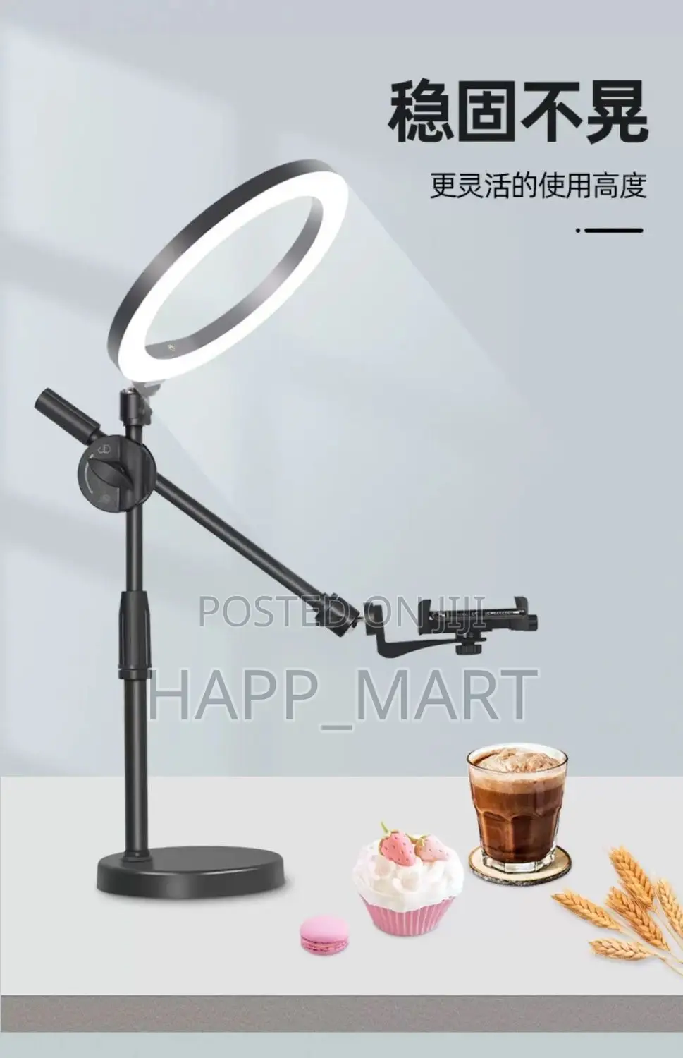 Phone Holder Ring Light With Retractable Stand