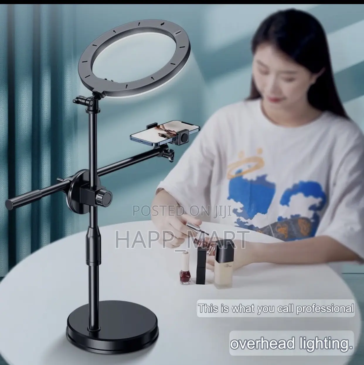 Phone Holder Ring Light With Retractable Stand