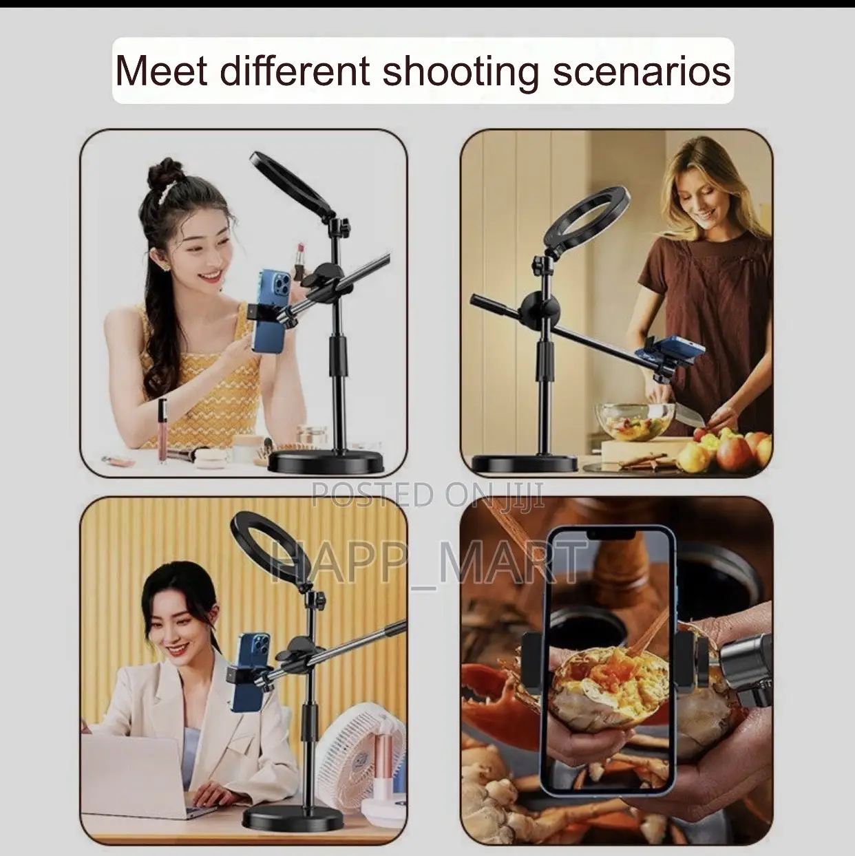 Phone Holder Ring Light With Retractable Stand
