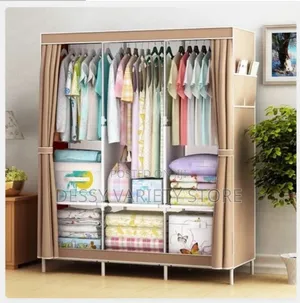 Classy 3 Column Mobile Steel Wardrobe Closet(Brown)