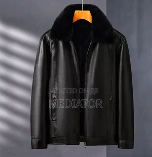 Men's Leather Winter Thickened Casual Lapel Zipper Men's Middle-Aged