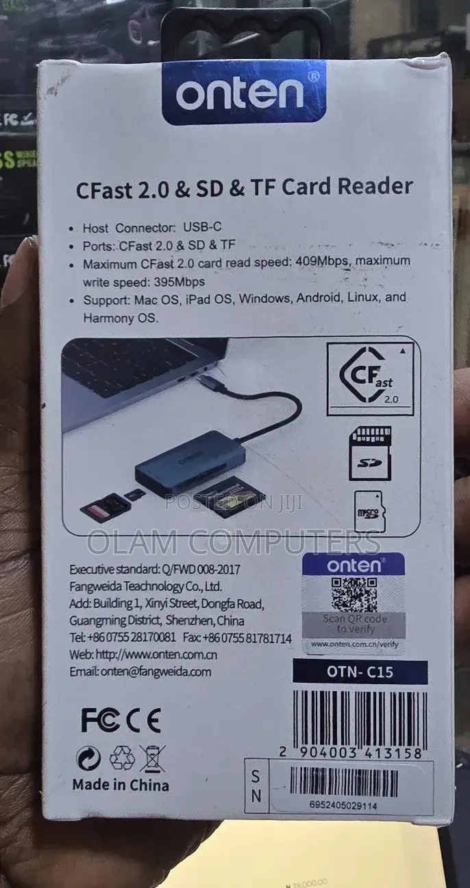 Onten Cfast 2.0 Sd Tf Card Reader
