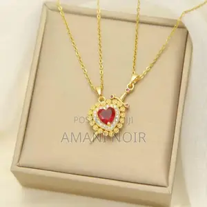 Royal Heart Crystal Pendant Necklace – Available in Multiple Colors