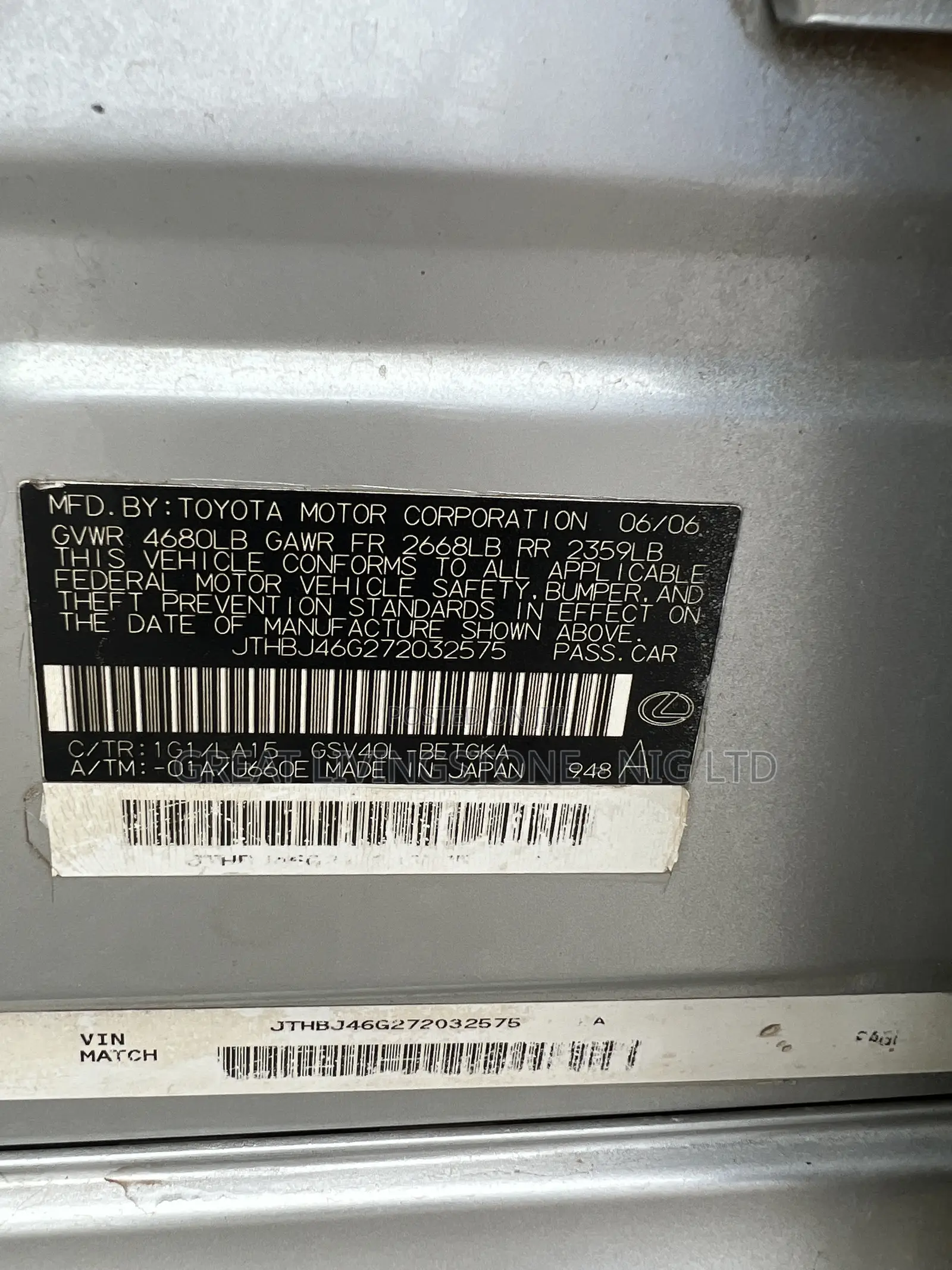 Lexus ES 350 2007 Silver
