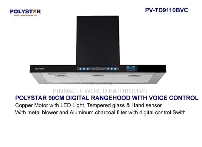 90cm T Shape Polystar Kitchen Hood / Range Hood With Voice Command