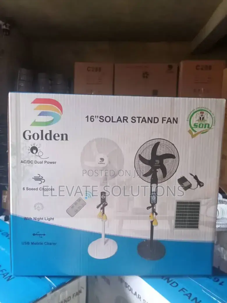 16" Rechargeable Solar Standing Fan