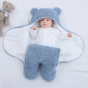 Baby Swaddle Sleeping Bag 0–9 Months - Warm Hooded Bear Design