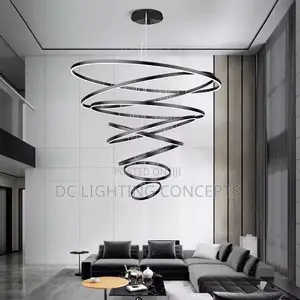 Modern Minimalist Round Black/Gold Nordic Chandelier.