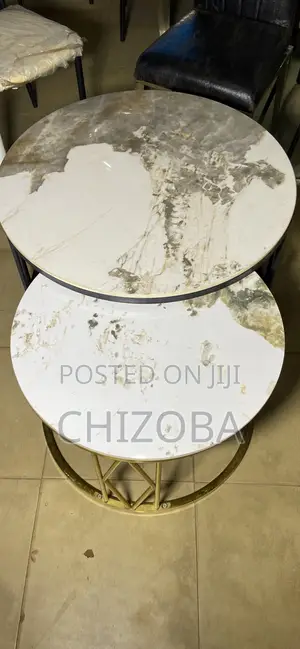 2 in 1 Nesting Marble Coffee Table Set-Gold Metal Frame- Enugu