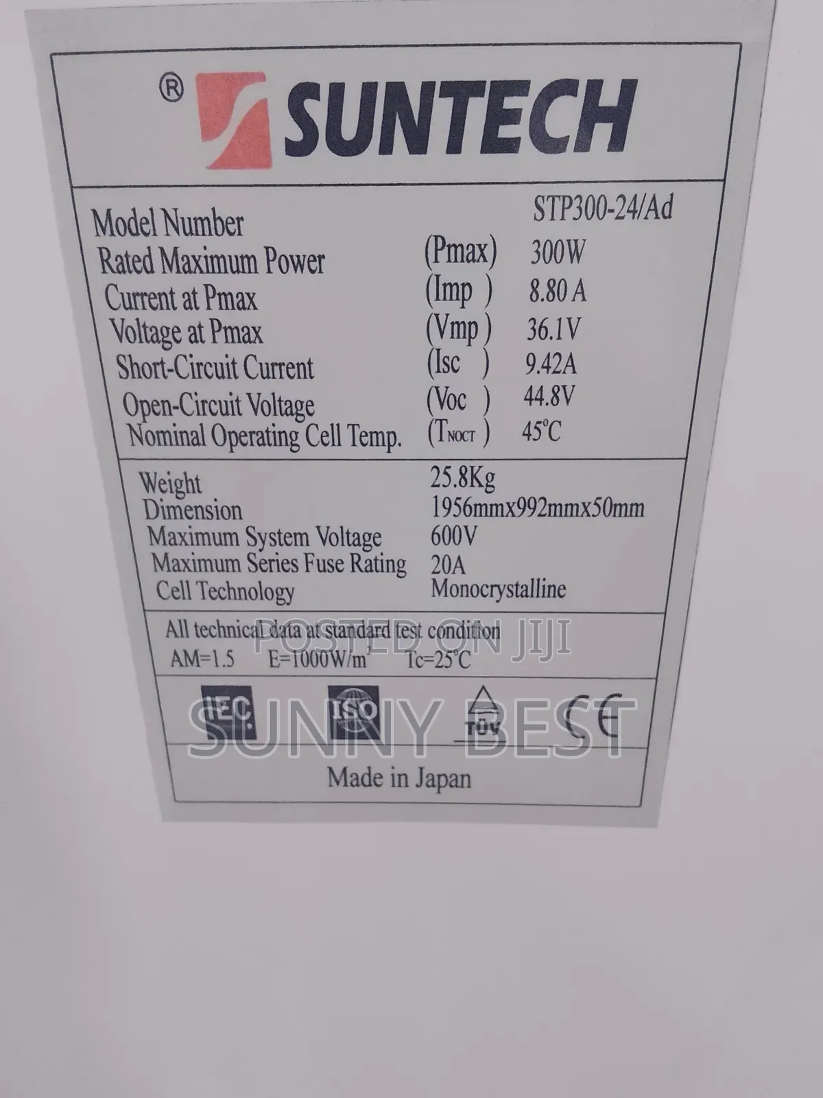 Suntech Solar Panel 300w