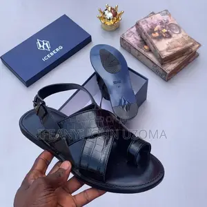 White and Black Leather Sandals