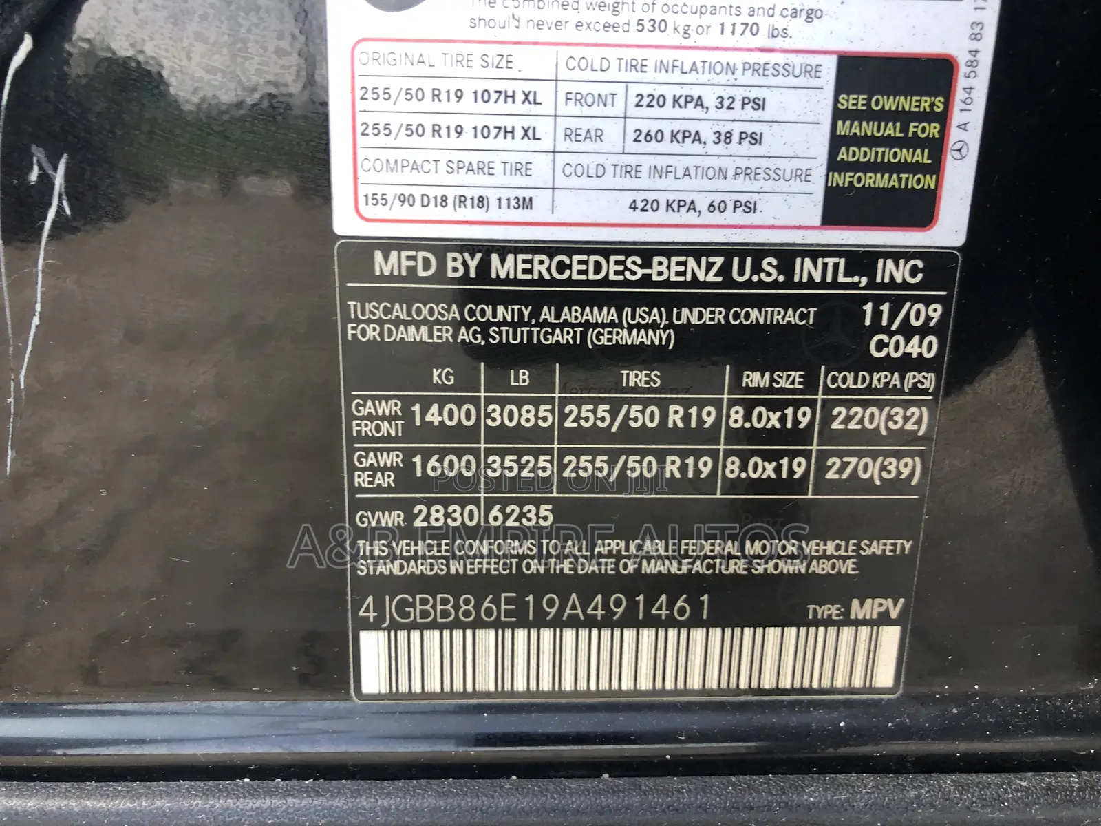 Mercedes-Benz M Class 2010 Black