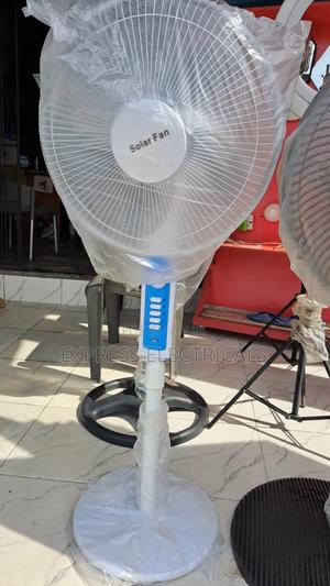 16 Inch Solar Rechargeable Standing Fan + Inbuilt Bulb + Solar Panel
