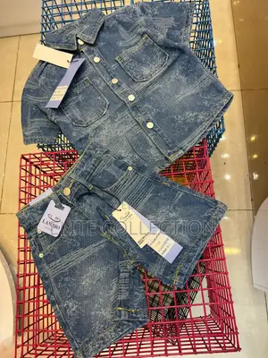 Luxury Denim Shirt And Short Set Age 4 To 12years Color Displayed
