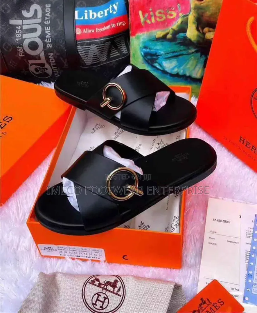 Hermès Leather Slides