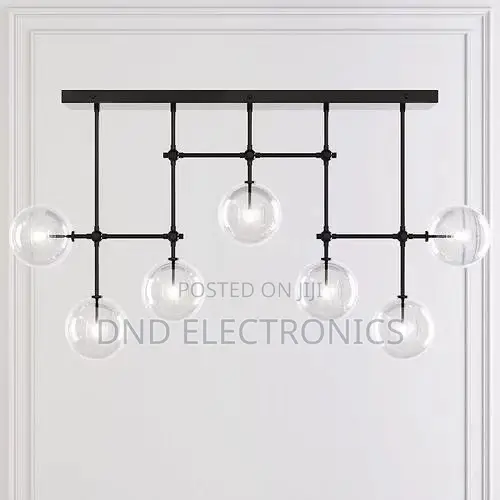 Modern 7-Light Linear Clear Glass Globe Chandelier