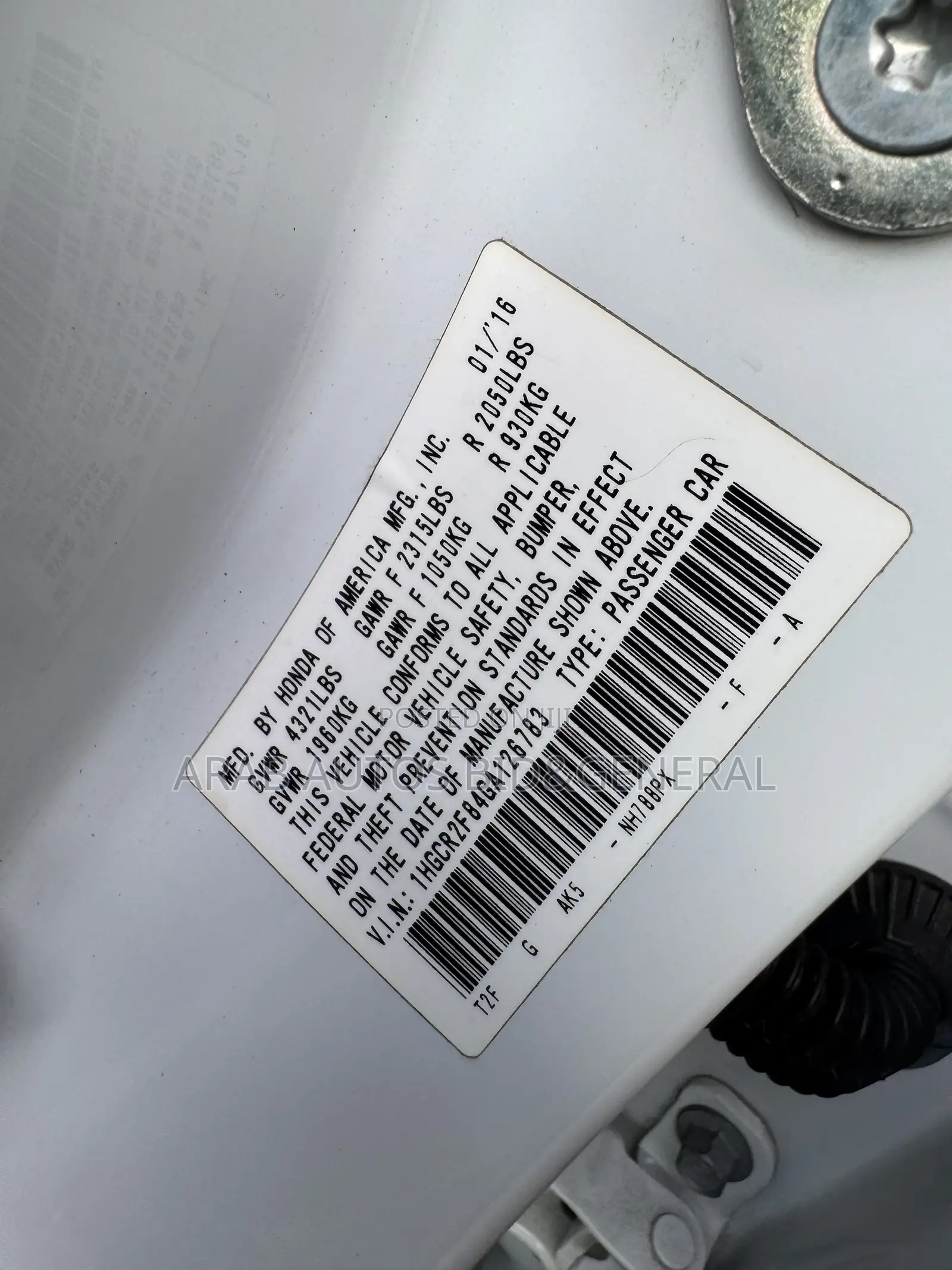 Honda Accord 2016 White