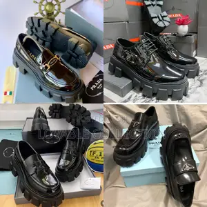 Prada Monolith-Inspired Chunky Patent Leather Derby Shoes