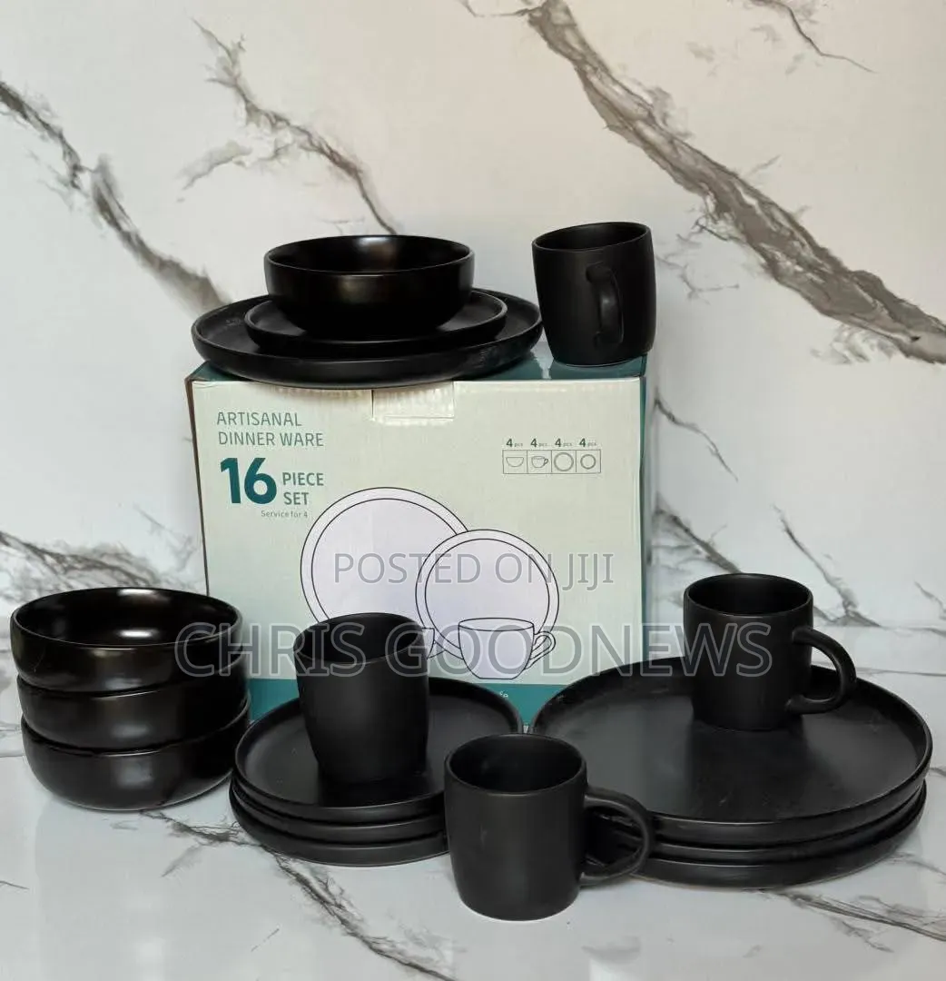 16-Piece Matte Black Dinner Set