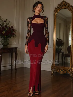 Long Sleeved Burgundy Dress