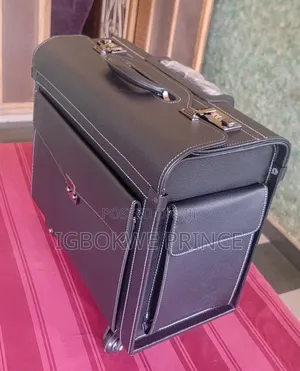 Black Leather Executive Travel Briefcase