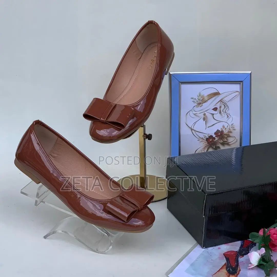 Classy Comfortable Patent Brown Flat Shoes