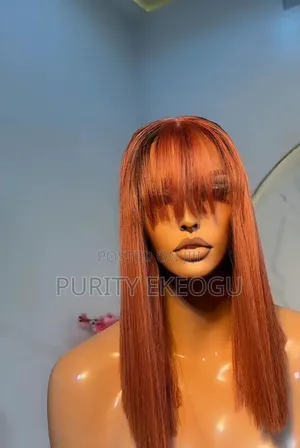Closure Fringe Ginger Blunt Cut Wig 