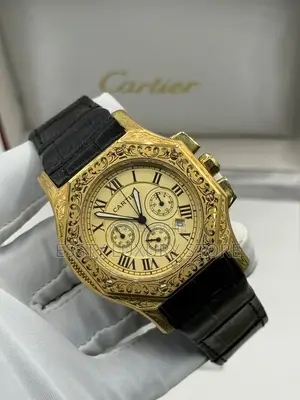 Cartier Quality Luxury Men Genuine Leather Wristwatch