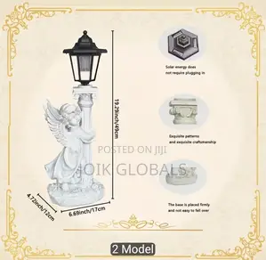 Luxury Outdoor Solar Angel Statue Pillar Lights (Set of 2)