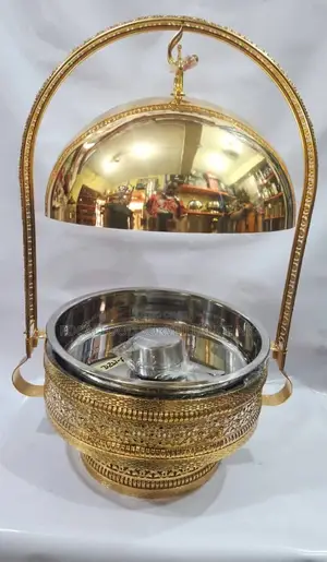 Luxury Buffet Chafing Dish – Gold Dome Lid Food Warmer With Stand