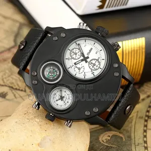 Original Oulm 3741 Leather Watch| Free Eyeglass Gift 