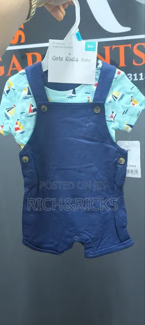 Cute Koala Baby" 2-Piece Nautical Sailboat Shortall Set