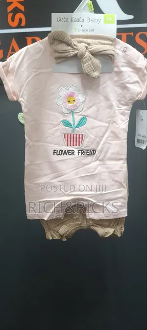 Cute Koala Baby" 3-Piece "Flower Friend" Romper Headband Set