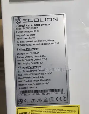 Ecolion 6kva 48v Solar Hybrid Inverter
