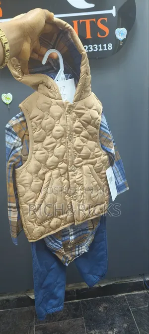 Rachel Zoe 3-Piece Plaid Bodysuit, Quilted Vest, Pants Set