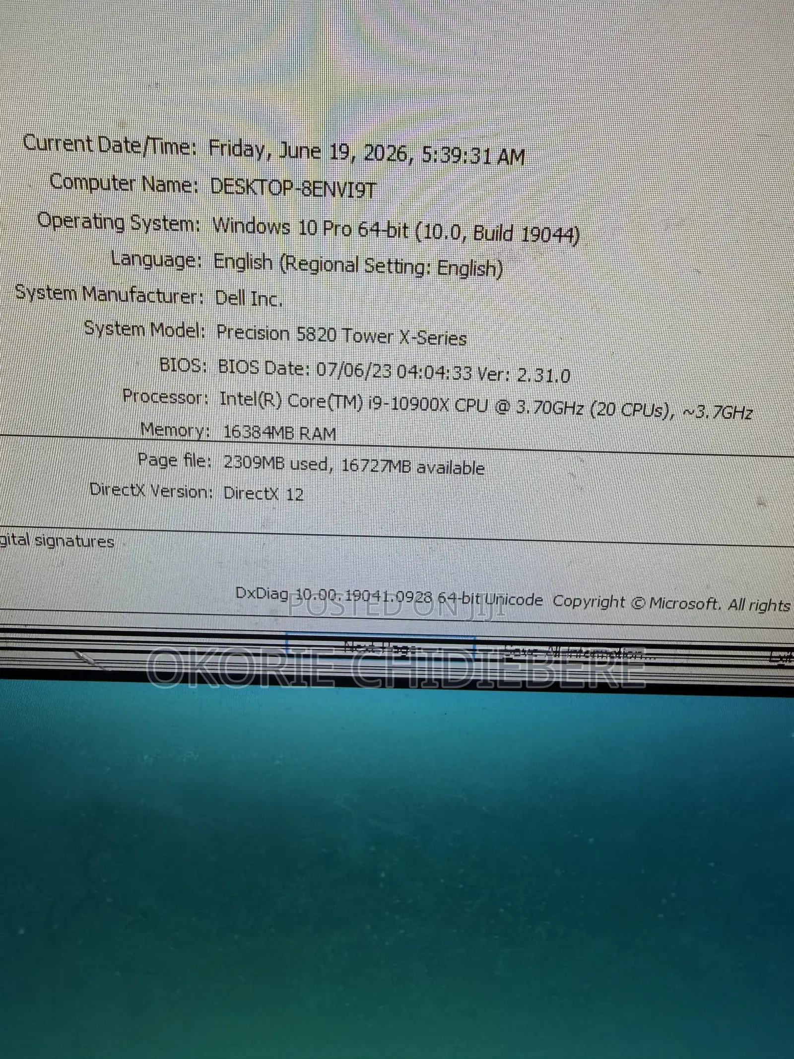 Desktop Computer Dell Precision 5820 64GB Intel Core i9 SSD 512GB