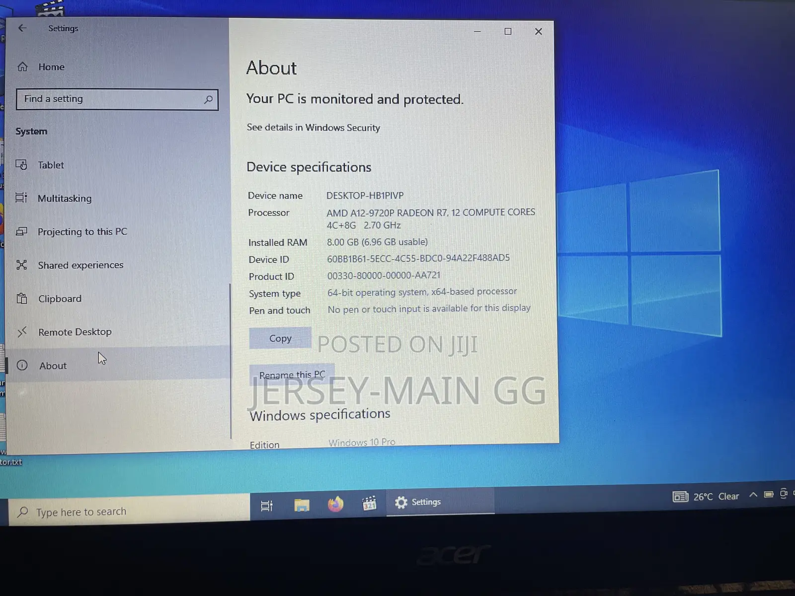 Laptop Acer Aspire 5 8GB AMD HDD 256GB