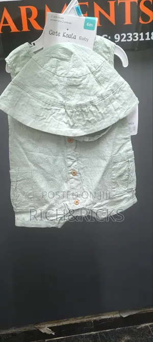 Cute Koala 2-Piece Linen-Look Romper Bucket Hat Set