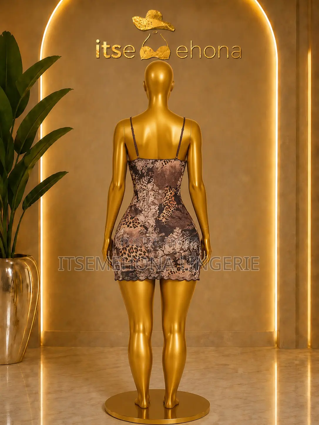 Nightgown Spaghetti Strap Brown