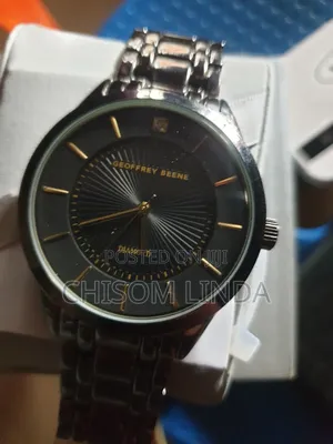 Geoffery Beene Large Round Face Diamond Quartz Wrist Watch