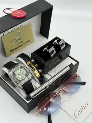Cartier 5-in-1 Luxury Men's Watch Accessories Gift Set
