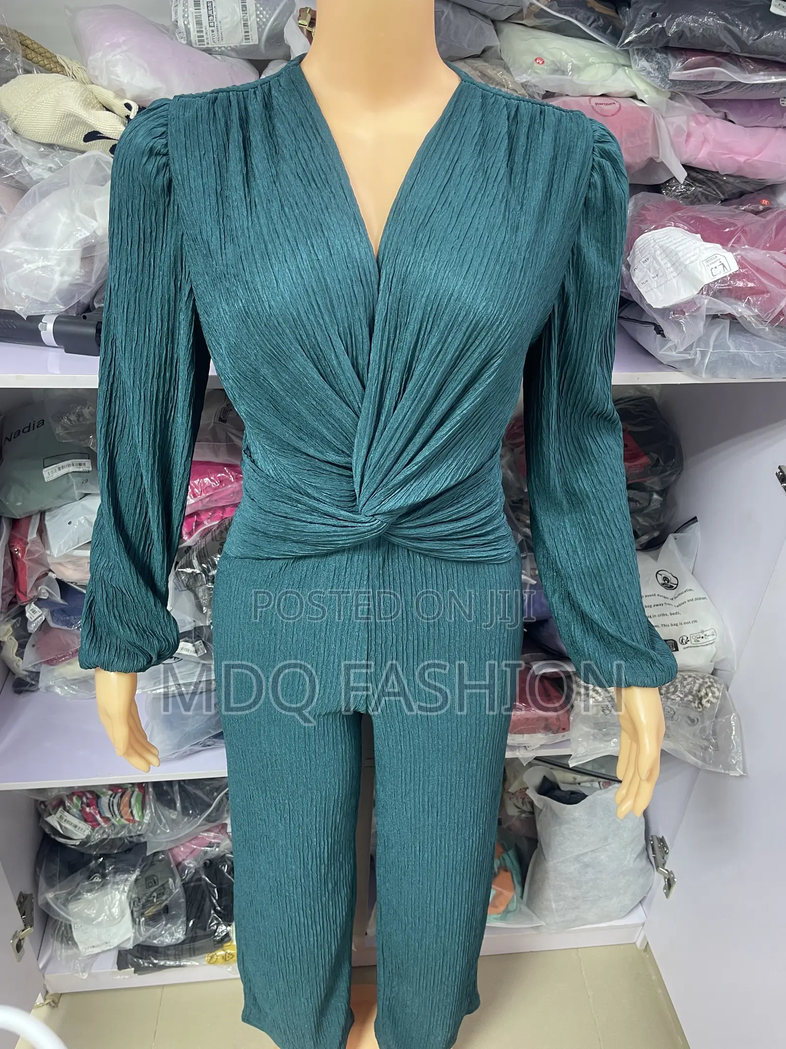 Elegant Women's Front-Twist Plisse Jumpsuit