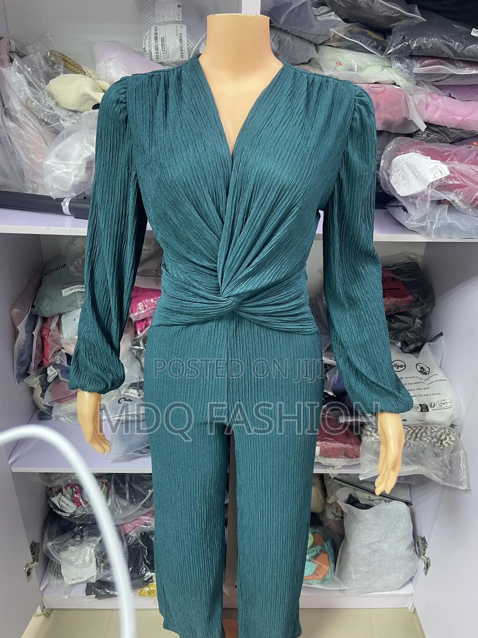 Elegant Women's Front-Twist Plisse Jumpsuit