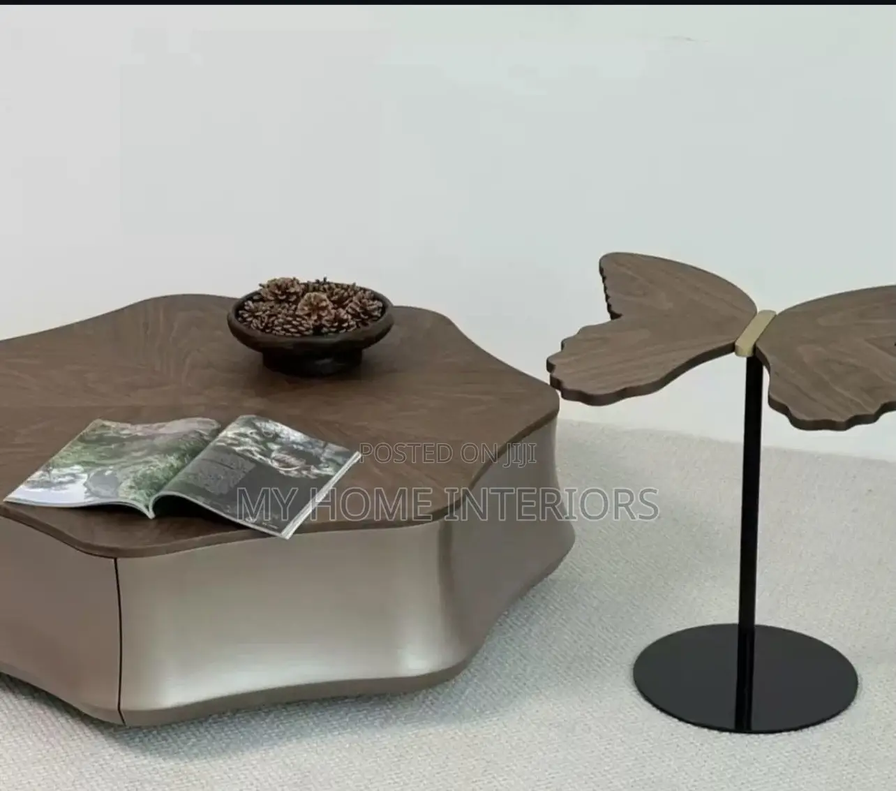Beautiful Coffee Table With Butterfly Side Table
