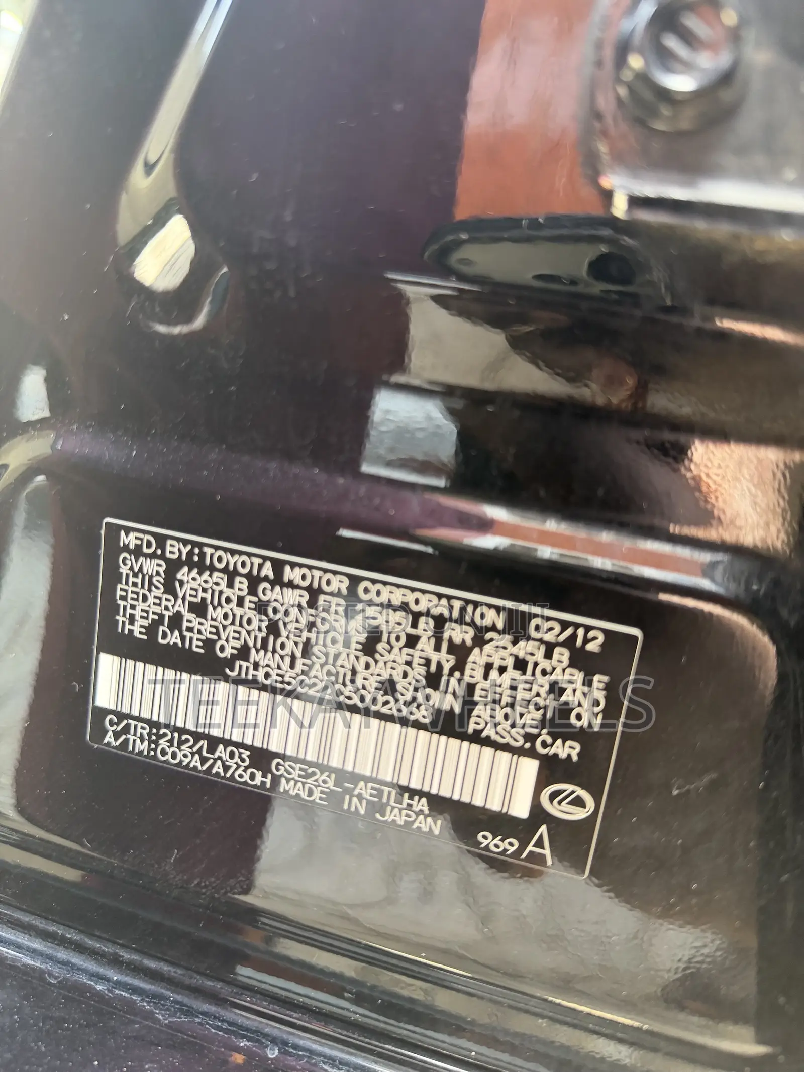 Lexus IS 250 AWD Automatic 2012 Black