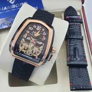 Hanboro Automatic Engine, Double Strap Watch, Available in Bl 