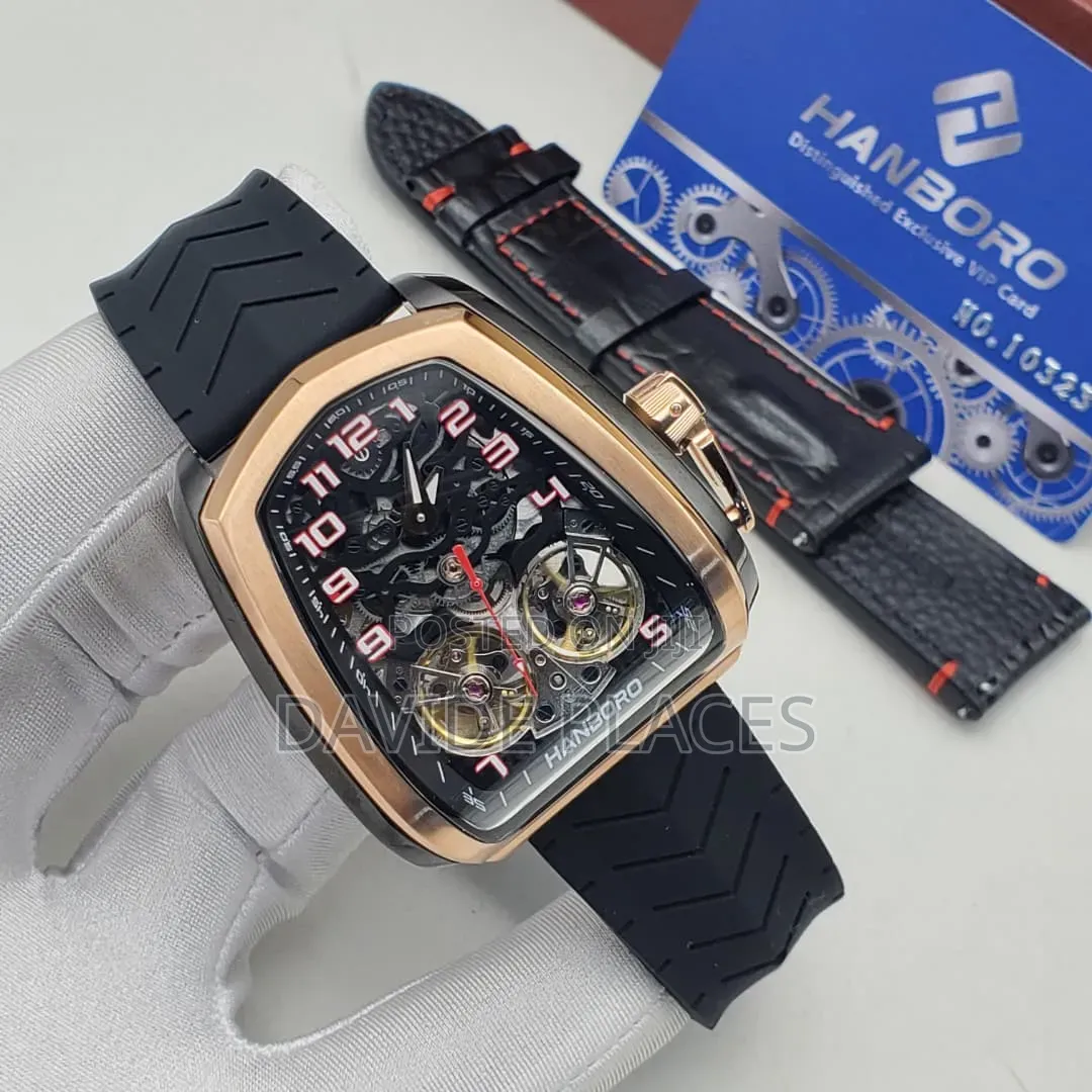 Hanboro Automatic Engine, Double Strap Watch, Available in Bl 