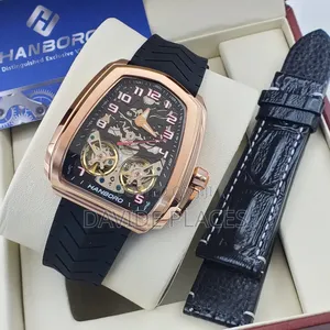 Hanboro Automatic Engine, Double Strap Watch, Available in Bl 