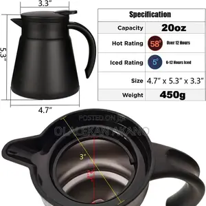 Thermal Coffee Tea Pot 20 Oz